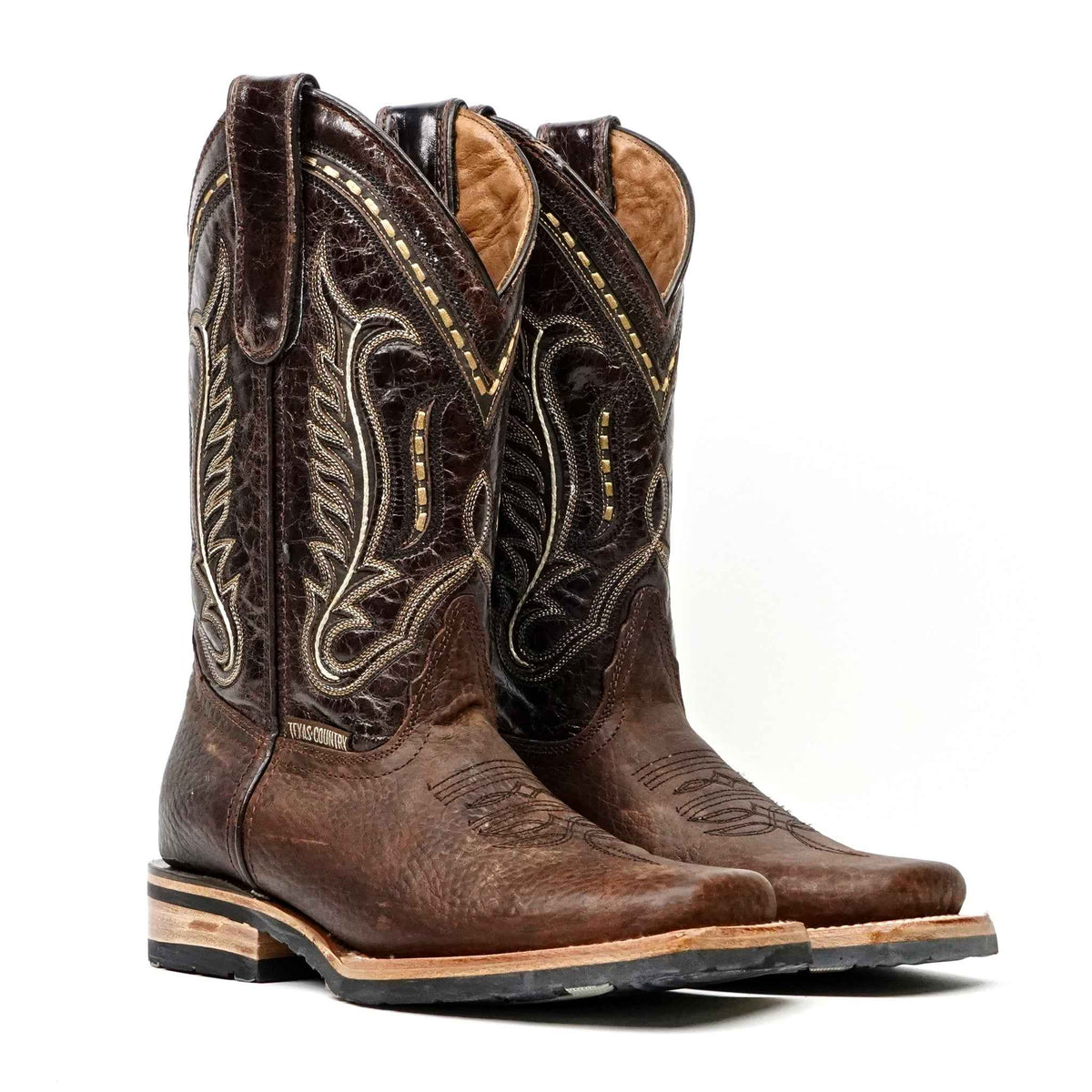 Cheyenne Choco Leather Boots (Youth) - Slip-Resistant Sole - Rodeo Toe (E28) - Gomez Western Wear