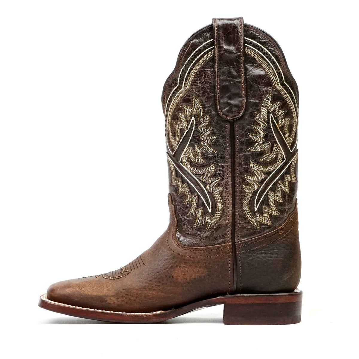 Cheyenne Choco Leather Boots (Youth) - Square Toe (E29) - Gomez Western Wear