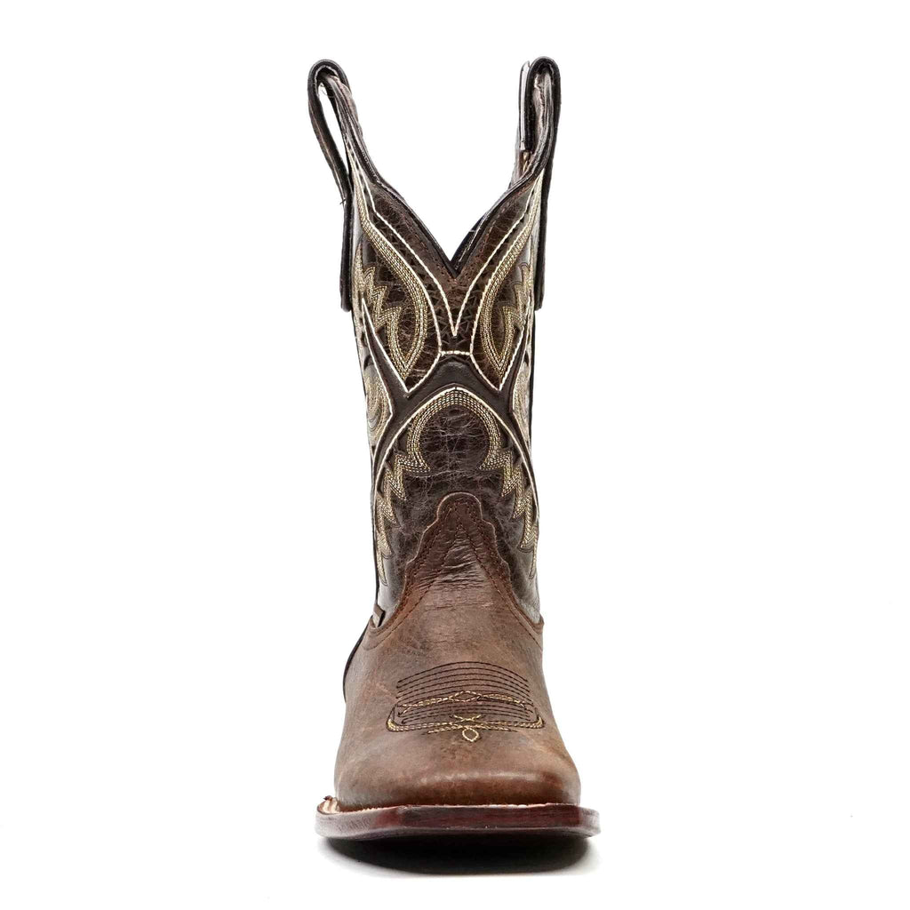 Cheyenne Choco Leather Boots (Youth) - Square Toe (E29) - Gomez Western Wear