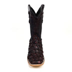Connor Pirarucu Fish Boots - Black Cherry - Square Toe (PZ60) - Gomez Western Wear