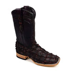 Connor Pirarucu Fish Boots - Black Cherry - Square Toe (PZ60) - Gomez Western Wear