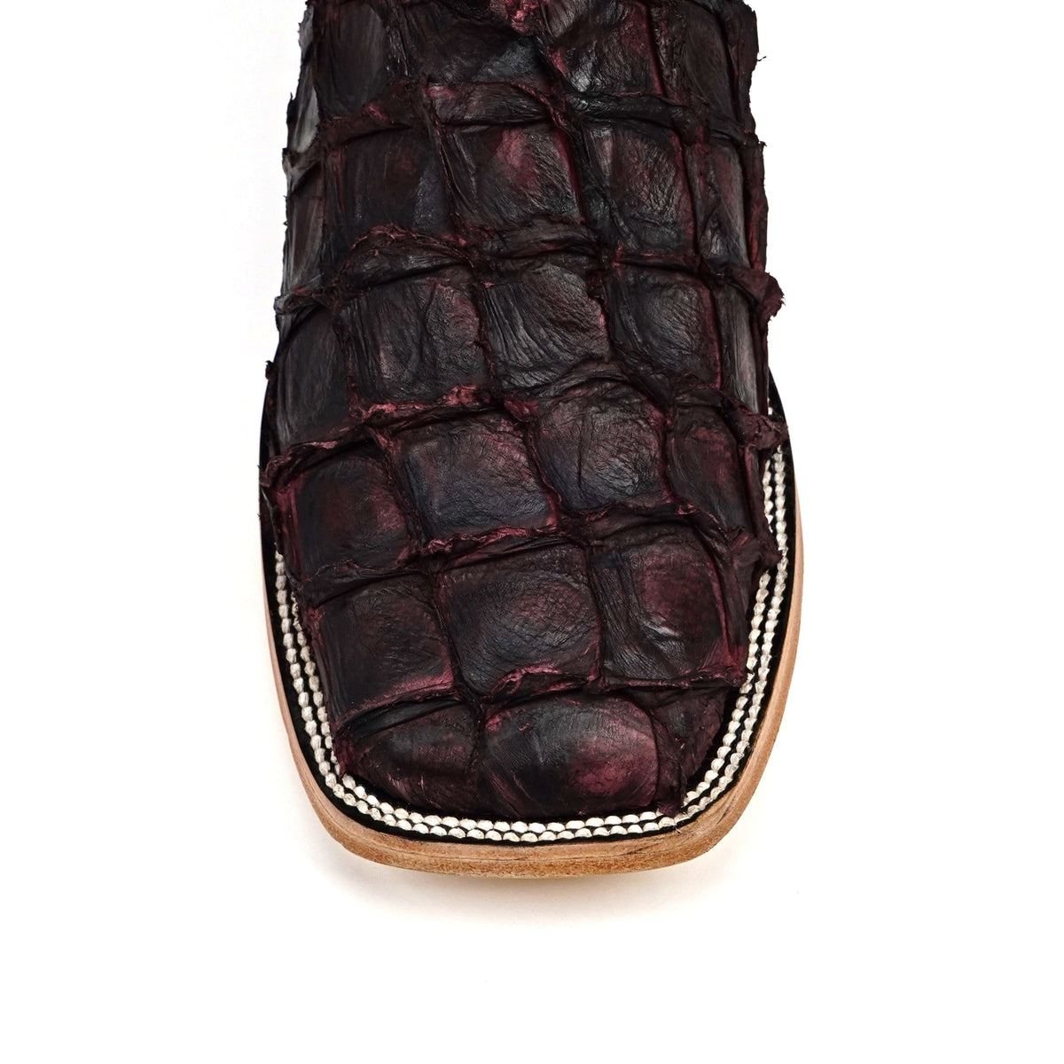 Connor Pirarucu Fish Boots - Black Cherry - Square Toe (PZ60) - Gomez Western Wear