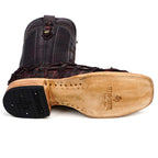 Connor Pirarucu Fish Boots - Black Cherry - Square Toe (PZ60) - Gomez Western Wear