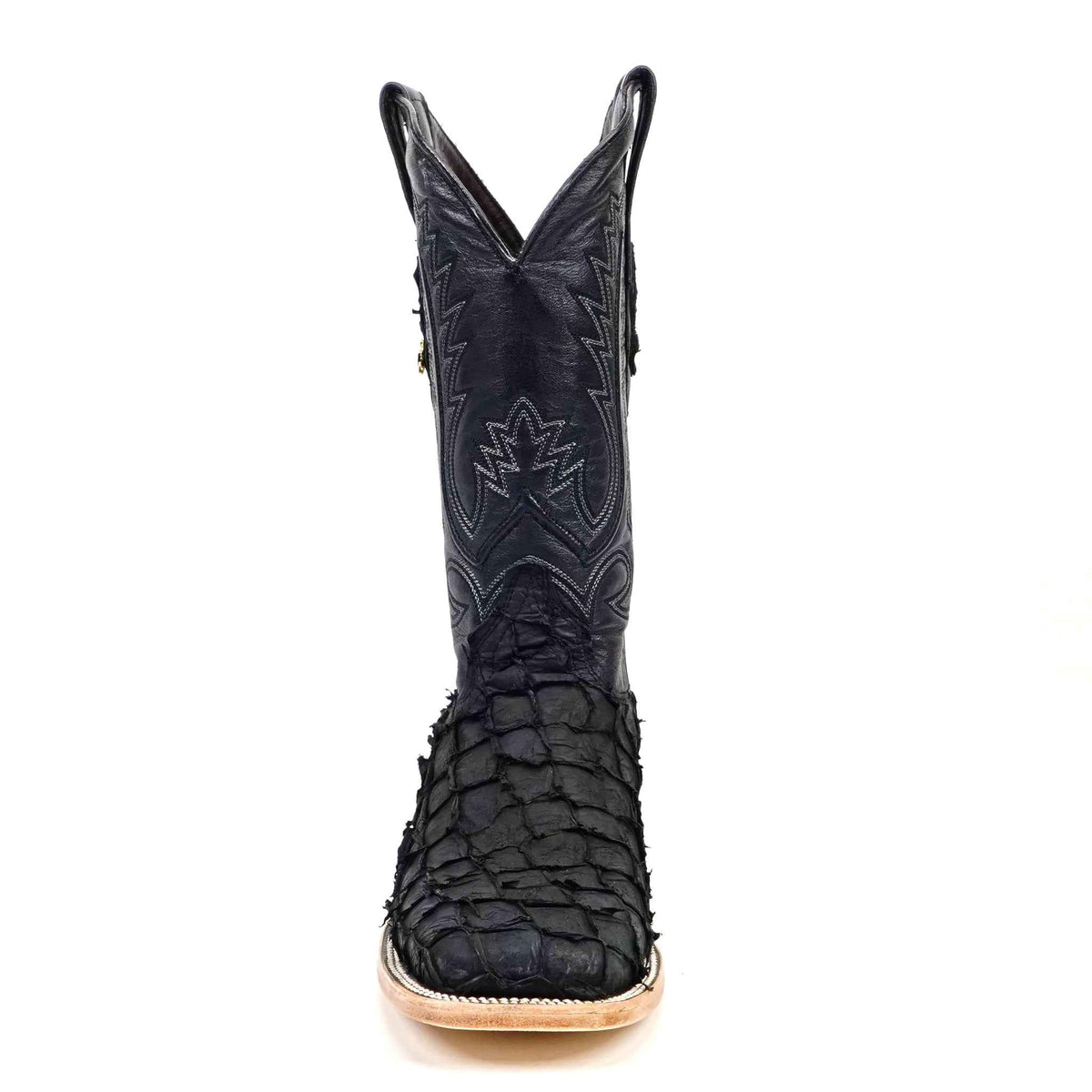 Connor Pirarucu Fish Boots - Matte Black - Square Toe (PZ60) - Gomez Western Wear