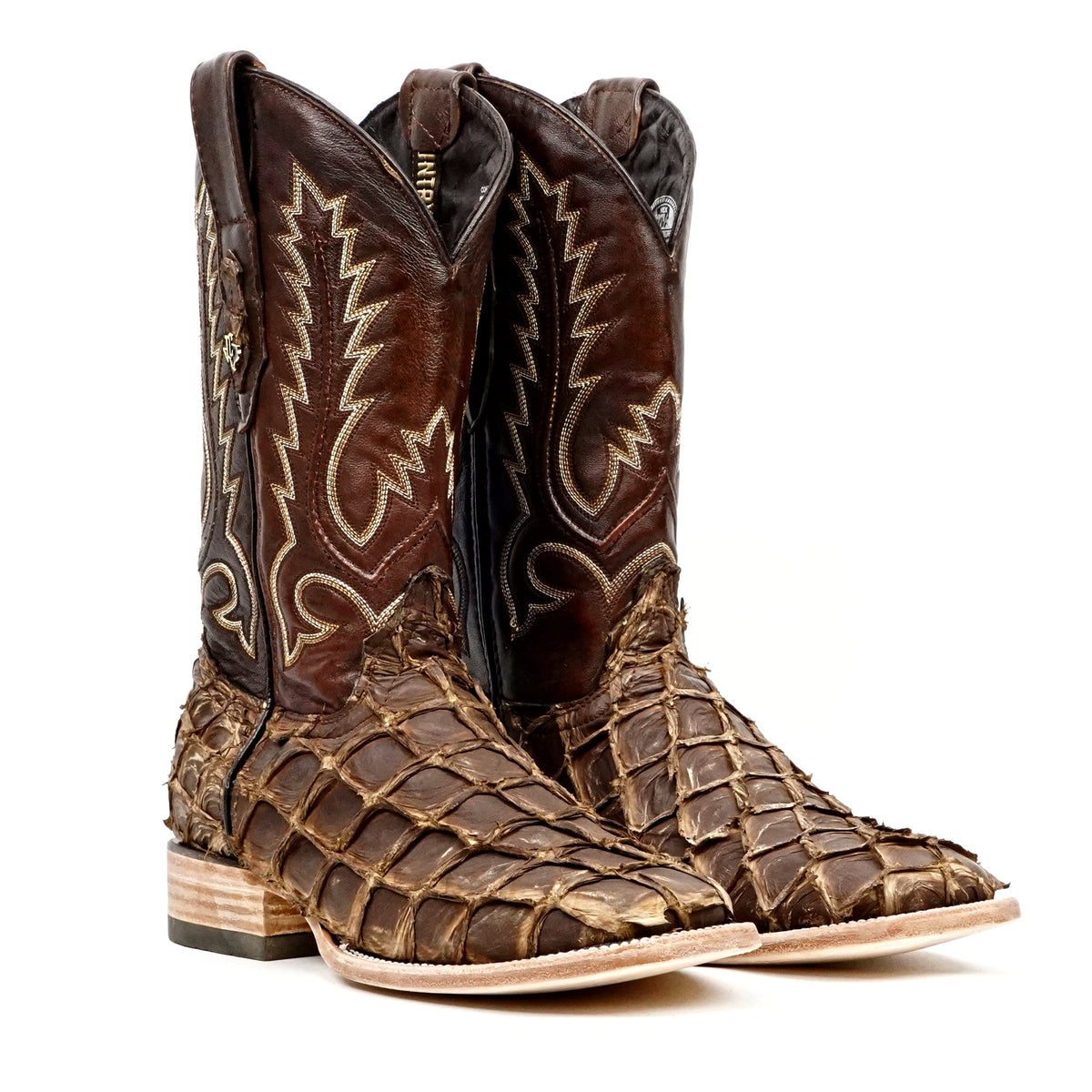 Connor Pirarucu Fish Boots - Oryx Choco - Square Toe (PZ60) - Gomez Western Wear