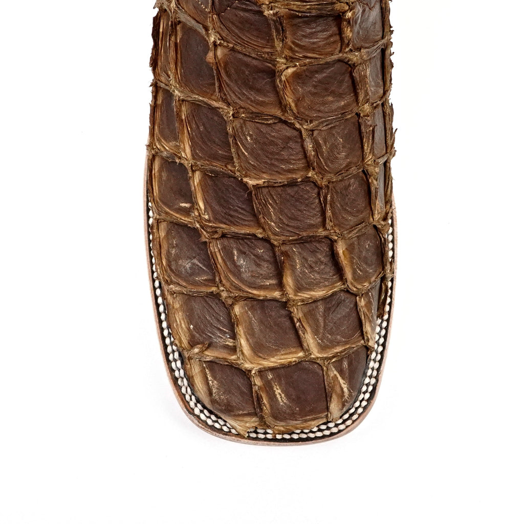 Connor Pirarucu Fish Boots - Oryx Choco - Square Toe (PZ60) - Gomez Western Wear