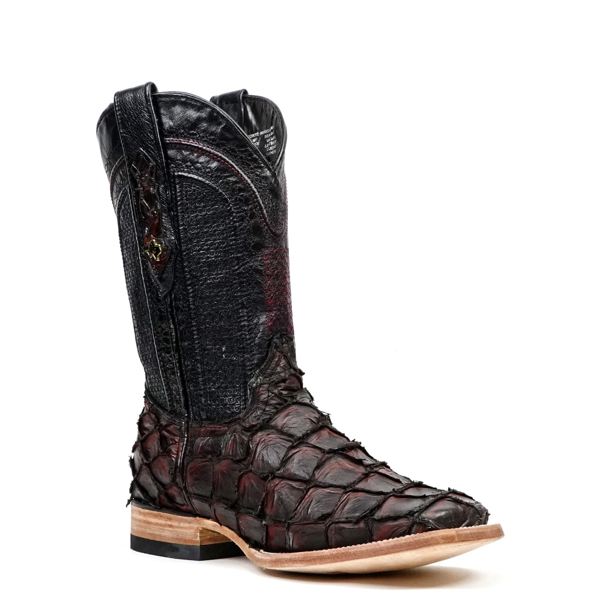 Connor Pirarucu Fish Boots - Red - Square Toe (PZ60) - Gomez Western Wear