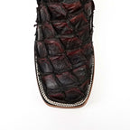 Connor Pirarucu Fish Boots - Red - Square Toe (PZ60) - Gomez Western Wear