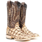 Connor Pirarucu Fish Boots - Sand - Square Toe (PZ60) - Gomez Western Wear