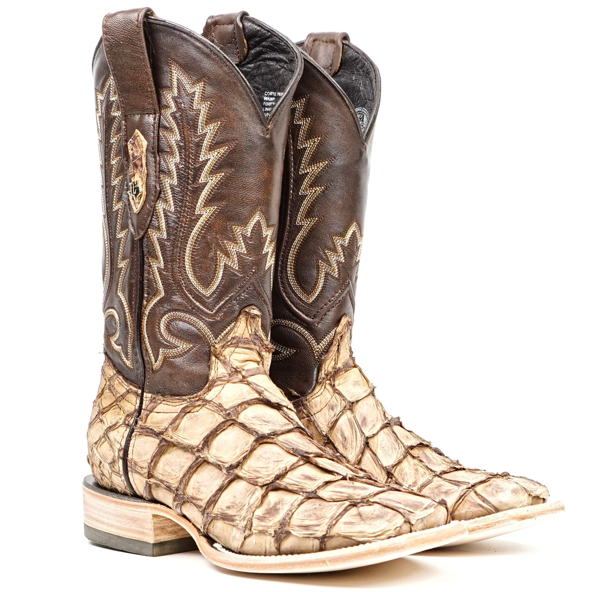 Connor Pirarucu Fish Boots - Sand - Square Toe (PZ60) - Gomez Western Wear