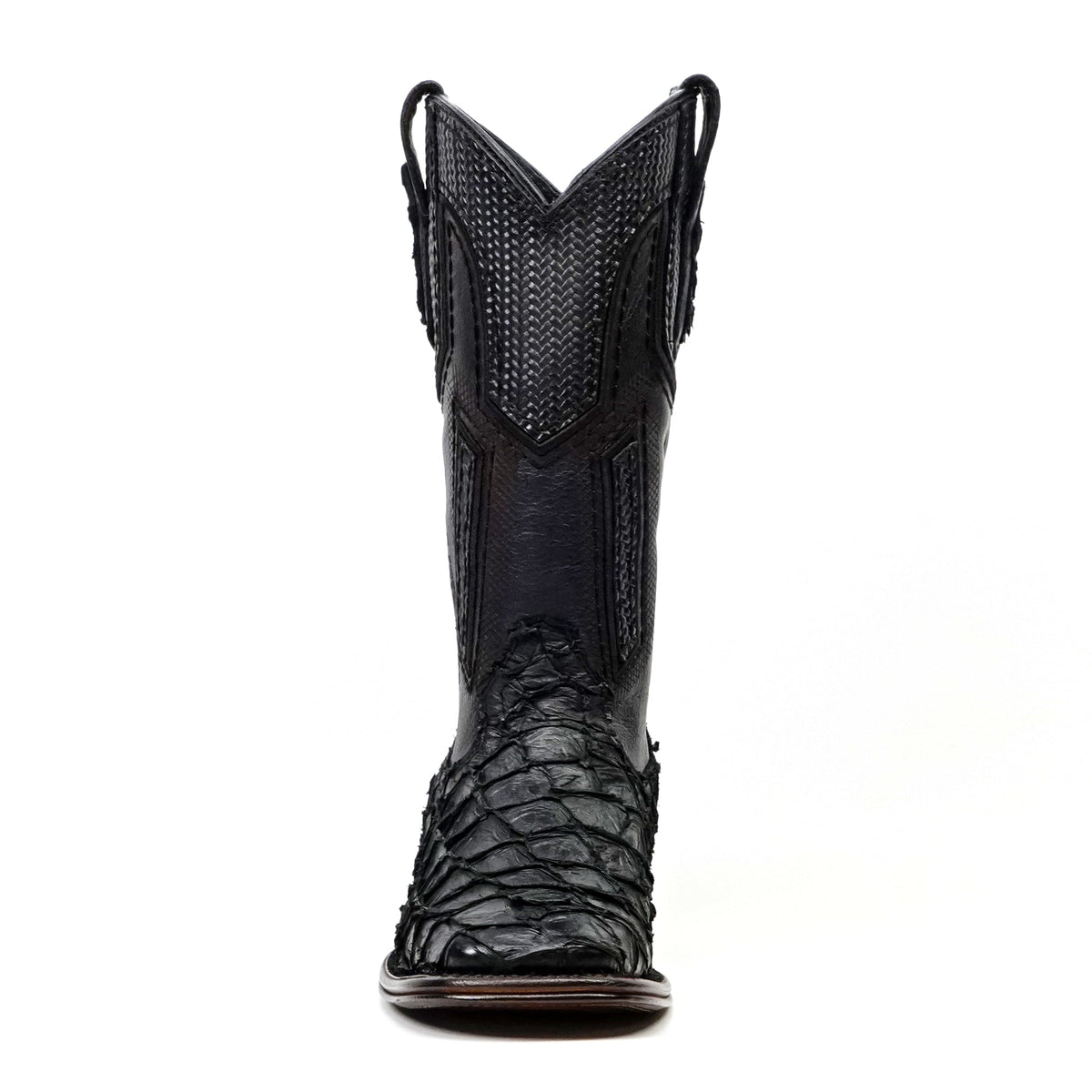 Connor Platinum Pirarucu Fish Boots - Black - Square Toe - Gomez Western Wear