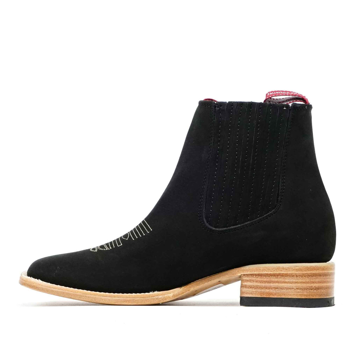 Cowboy Style Nubuck Black Ankle Boots - Square Toe (E1200) - Gomez Western Wear