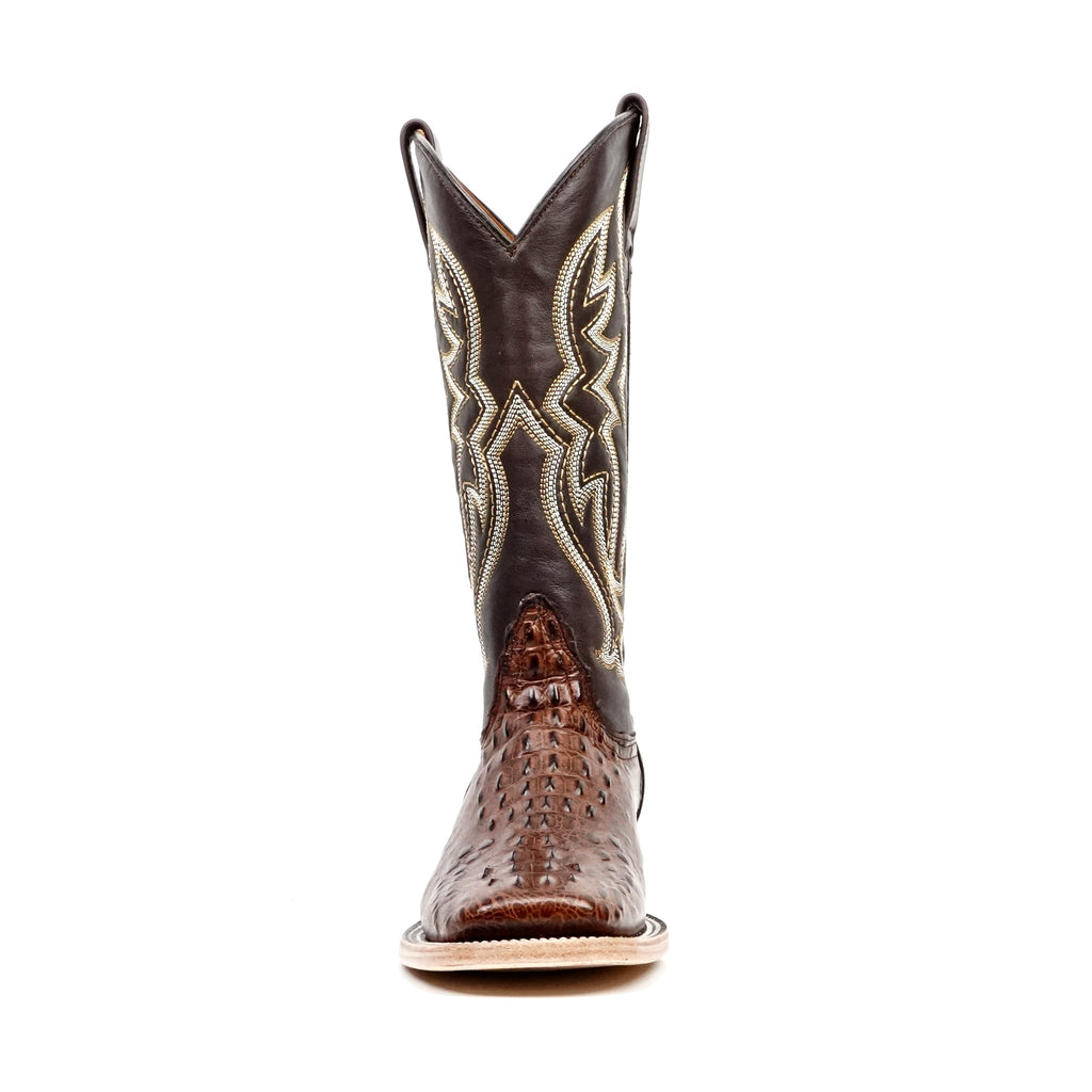 Crocodile Head Choco Boots - Embossed Leather - Square Toe (E427) - Gomez Western Wear
