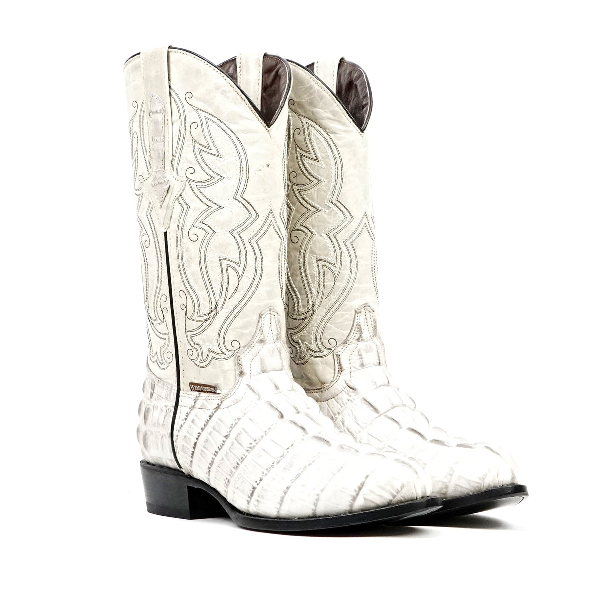 Crocodile Tail Bone Boots - Embossed Leather - Round Toe (E437) - Gomez Western Wear