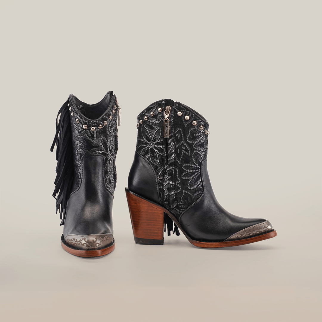 Dallas Fringe Bootie Black - J Toe - Gomez Western Wear