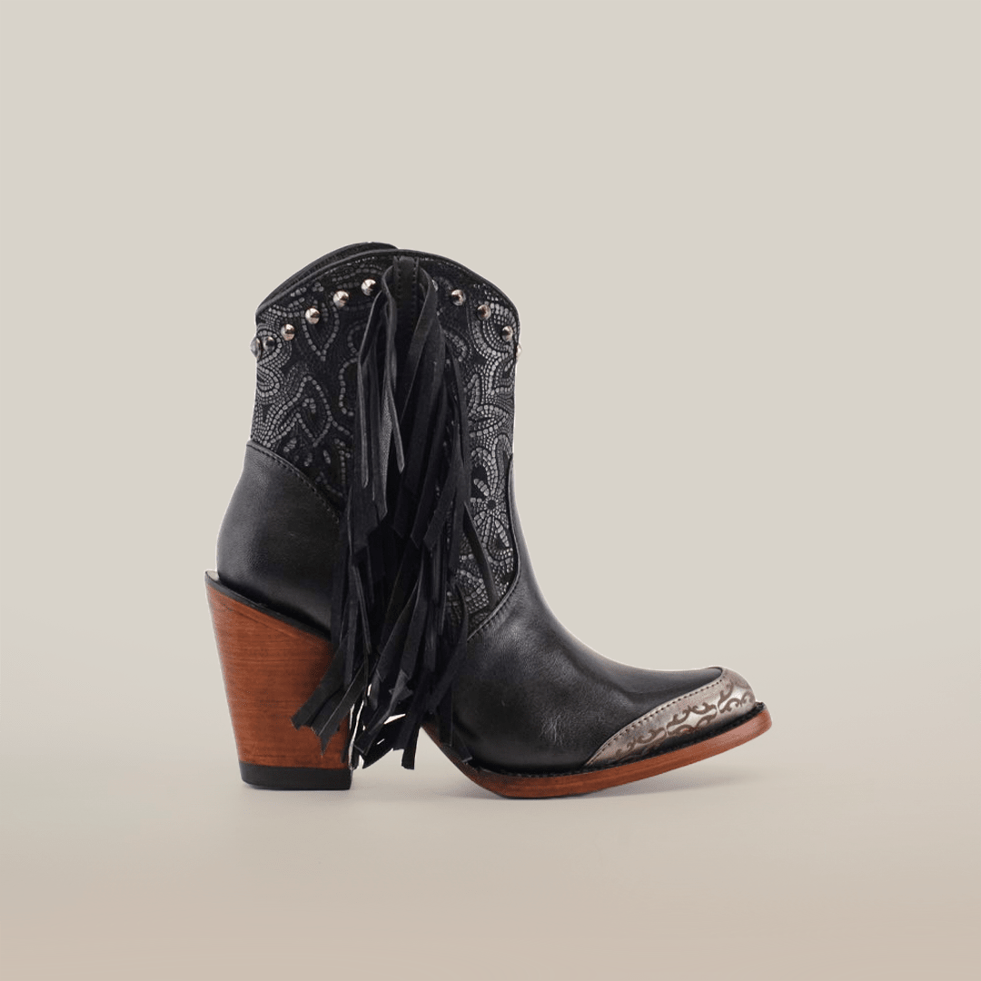 Dallas Fringe Bootie Black - J Toe - Gomez Western Wear