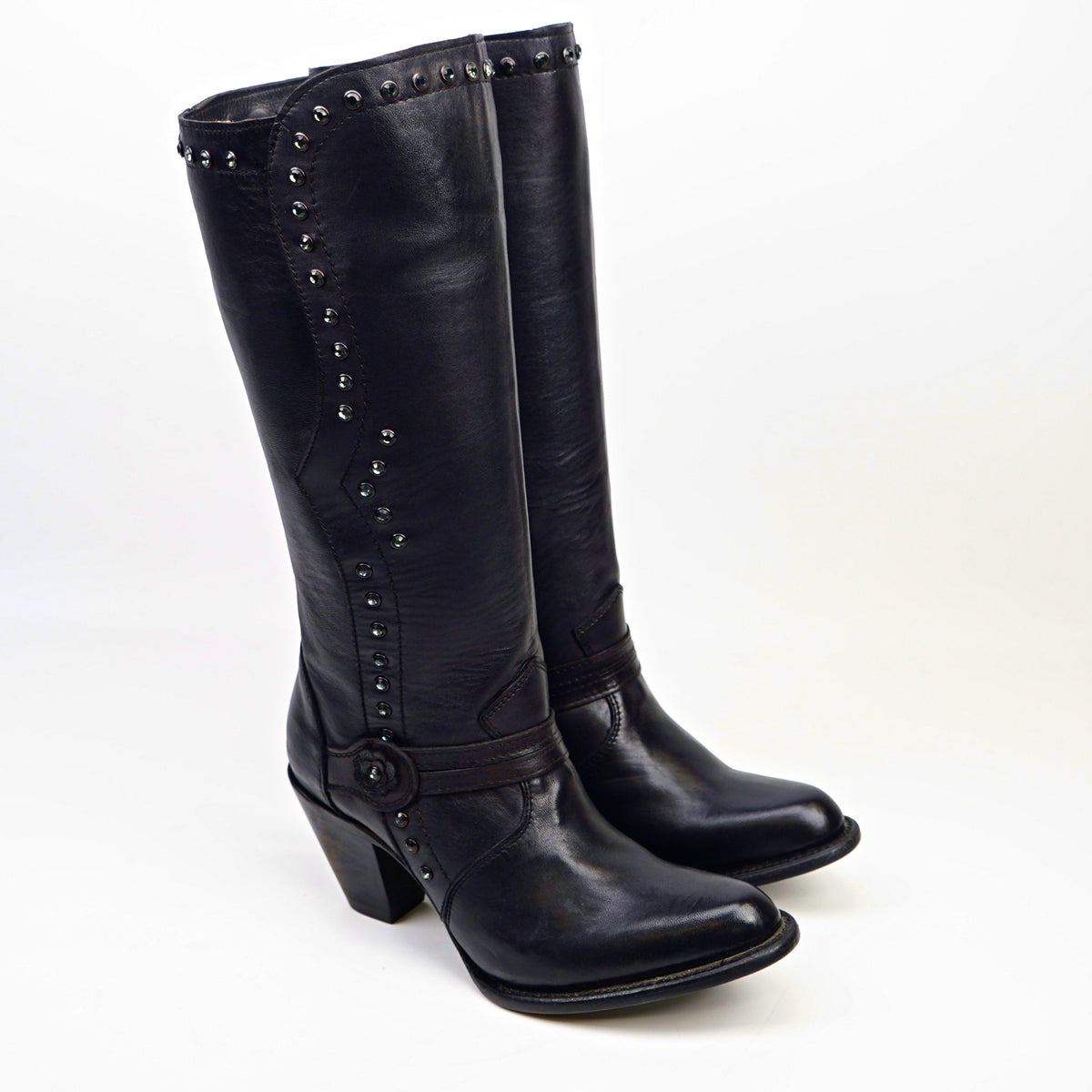 Denali Black Tall Shaft Boots - Round Toe - Gomez Western Wear
