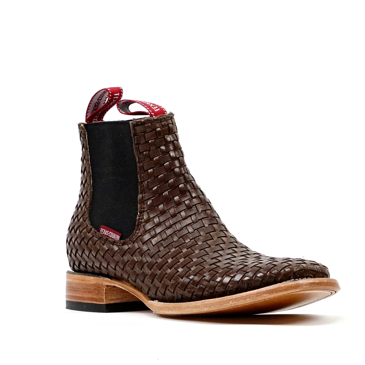 Espresso Basket Weave Ankle Boots - Square Toe (E1200) - Gomez Western Wear