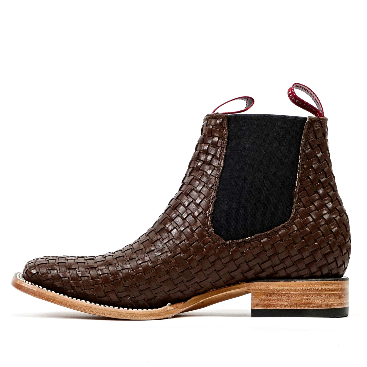 Espresso Basket Weave Ankle Boots - Square Toe (E1200) - Gomez Western Wear