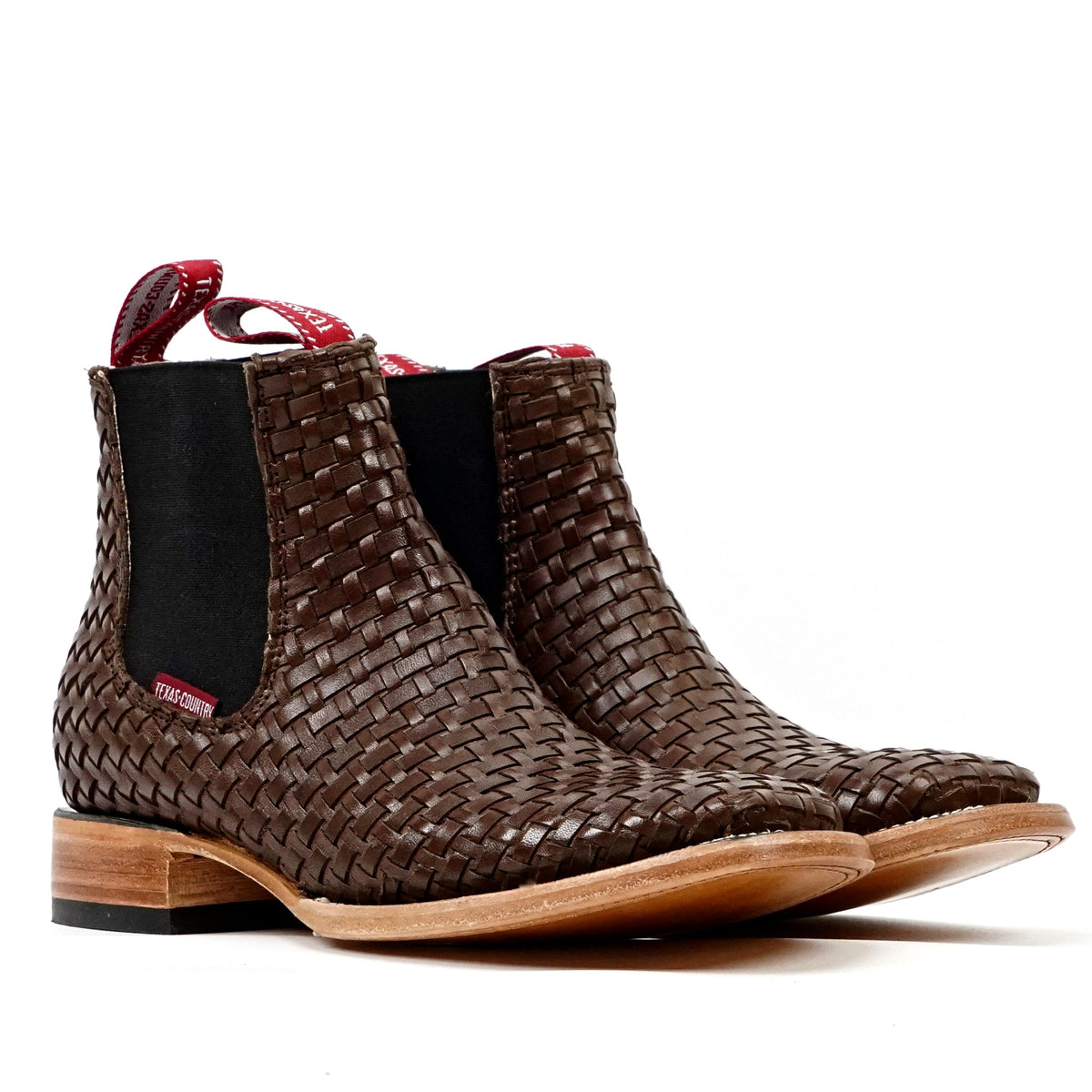 Espresso Basket Weave Ankle Boots - Square Toe (E1200) - Gomez Western Wear