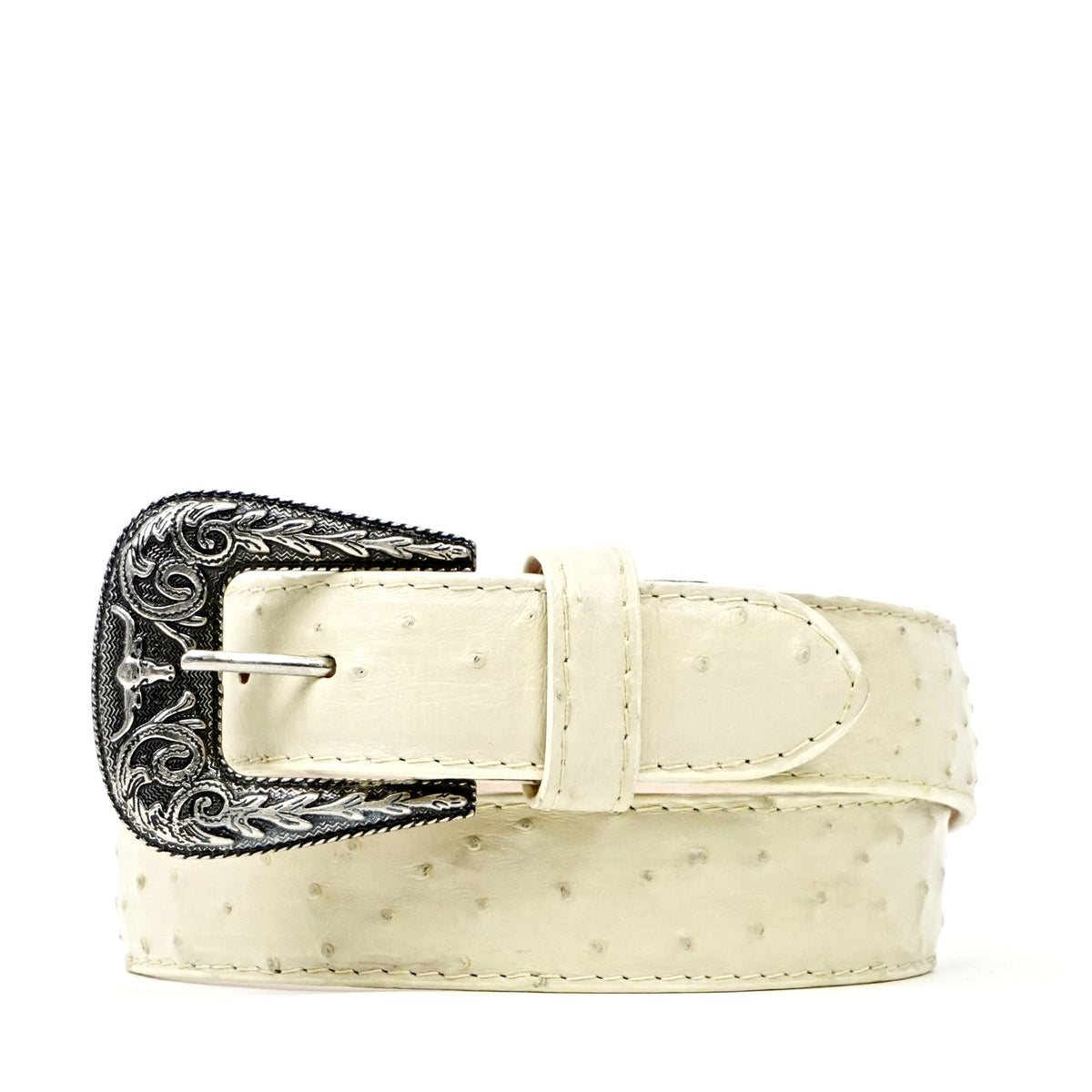 Exotic Full Quilt Ostrich Belt - Bone (C-028) - Gomez Western Wear