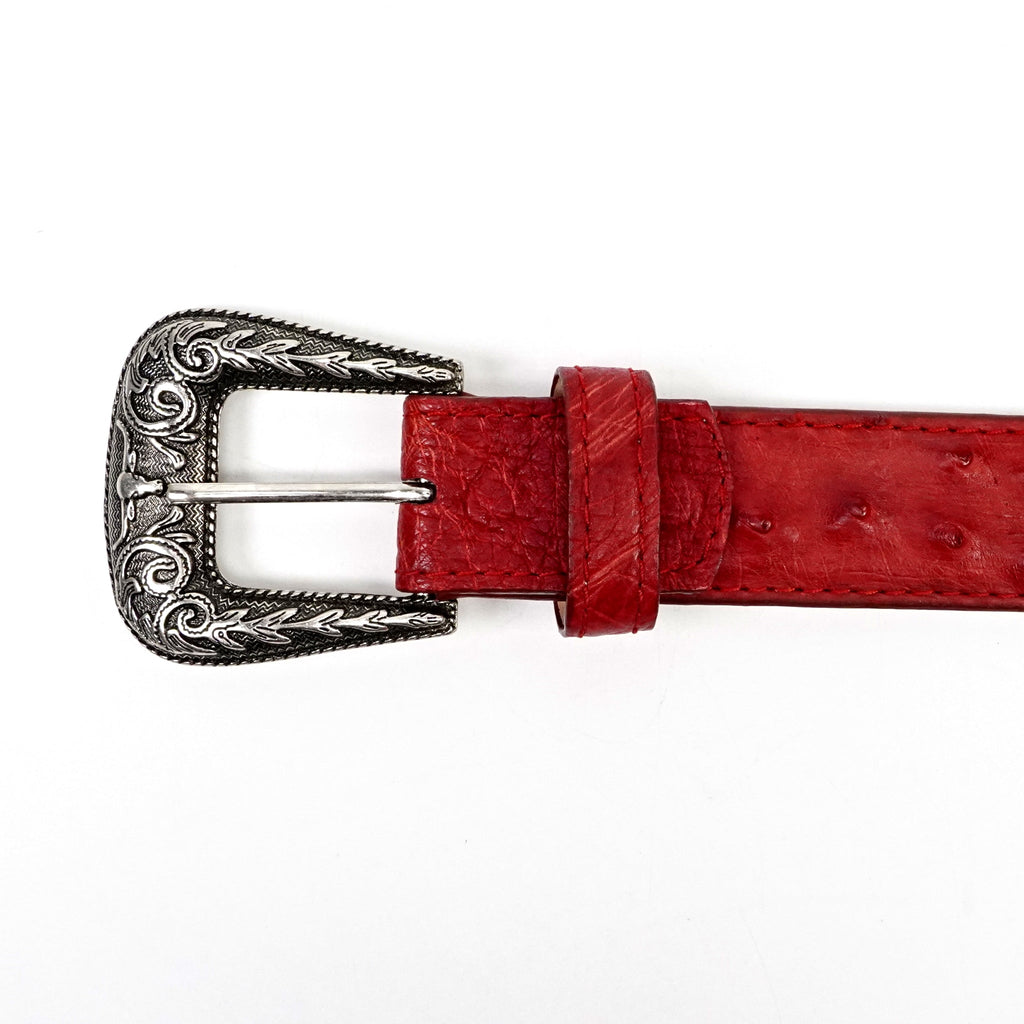 Exotic Full Quilt Ostrich Belt - Red (C-028) - Gomez Western Wear