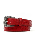Exotic Full Quilt Ostrich Belt - Red (C-028) - Gomez Western Wear
