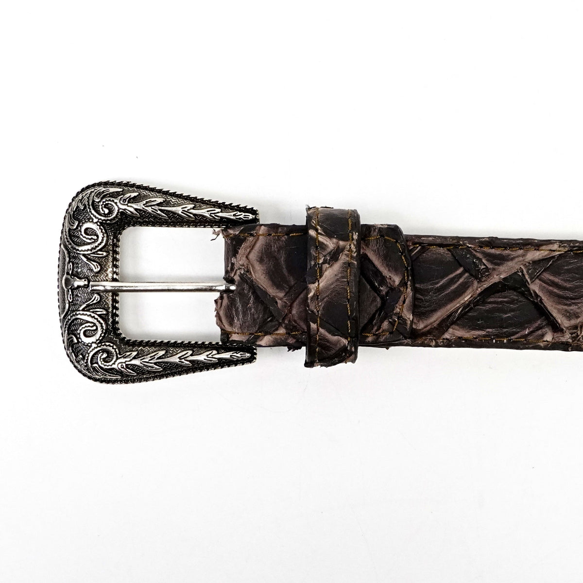Exotic Full Quilt Pirarucu Belt - Eclipse Brown (C-028) - Gomez Western Wear