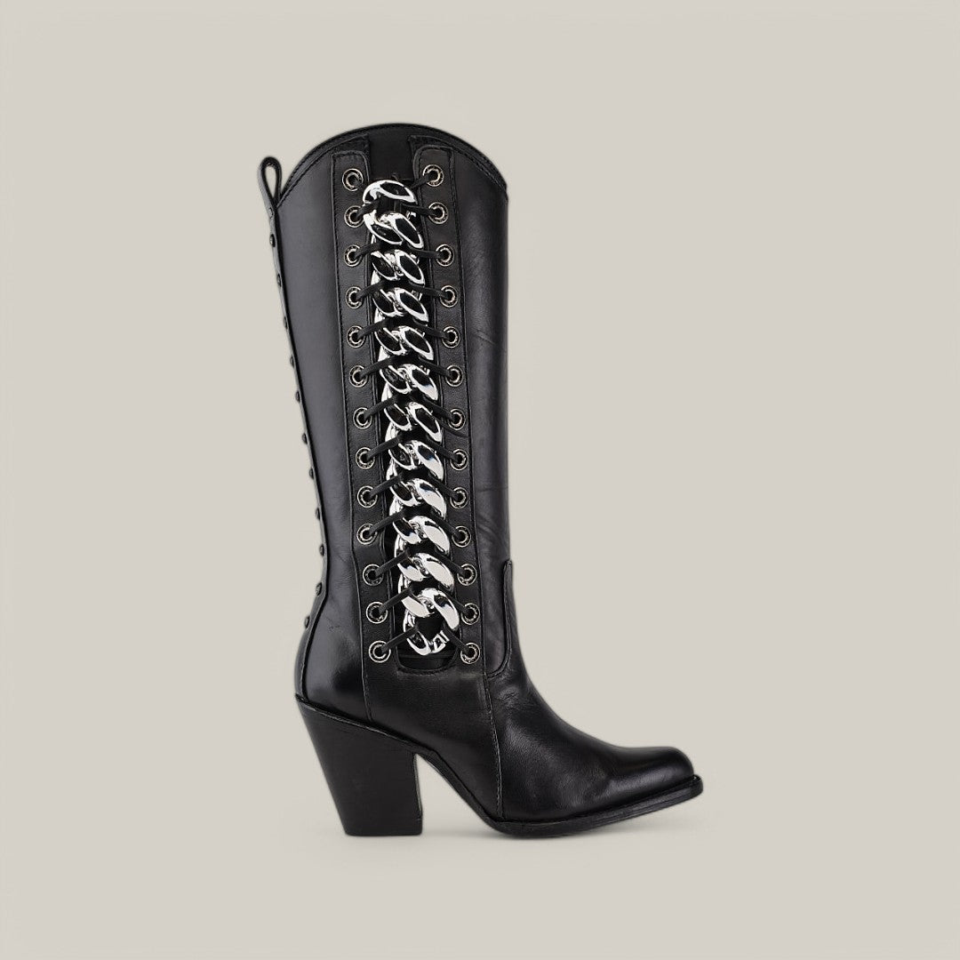 Francia Rings Tall Shaft Black - J Toe - Gomez Western Wear