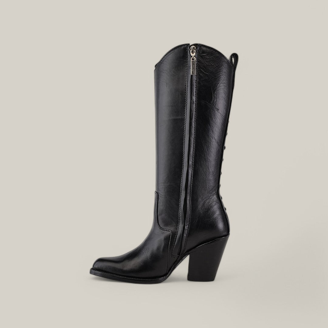 Francia Rings Tall Shaft Black - J Toe - Gomez Western Wear