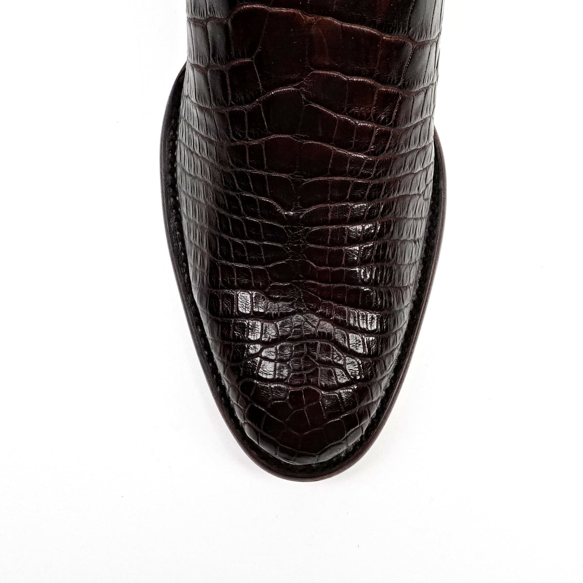 James Platinum Full Alligator Boots - Espresso - Round Toe - Gomez Western Wear