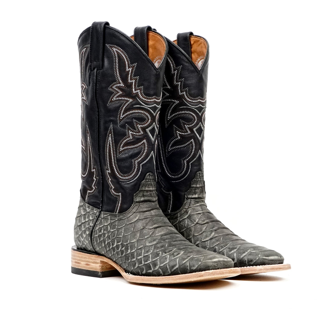 Jumbo Python Gray Boots - Embossed Leather - Square Toe (E943) - Gomez Western Wear