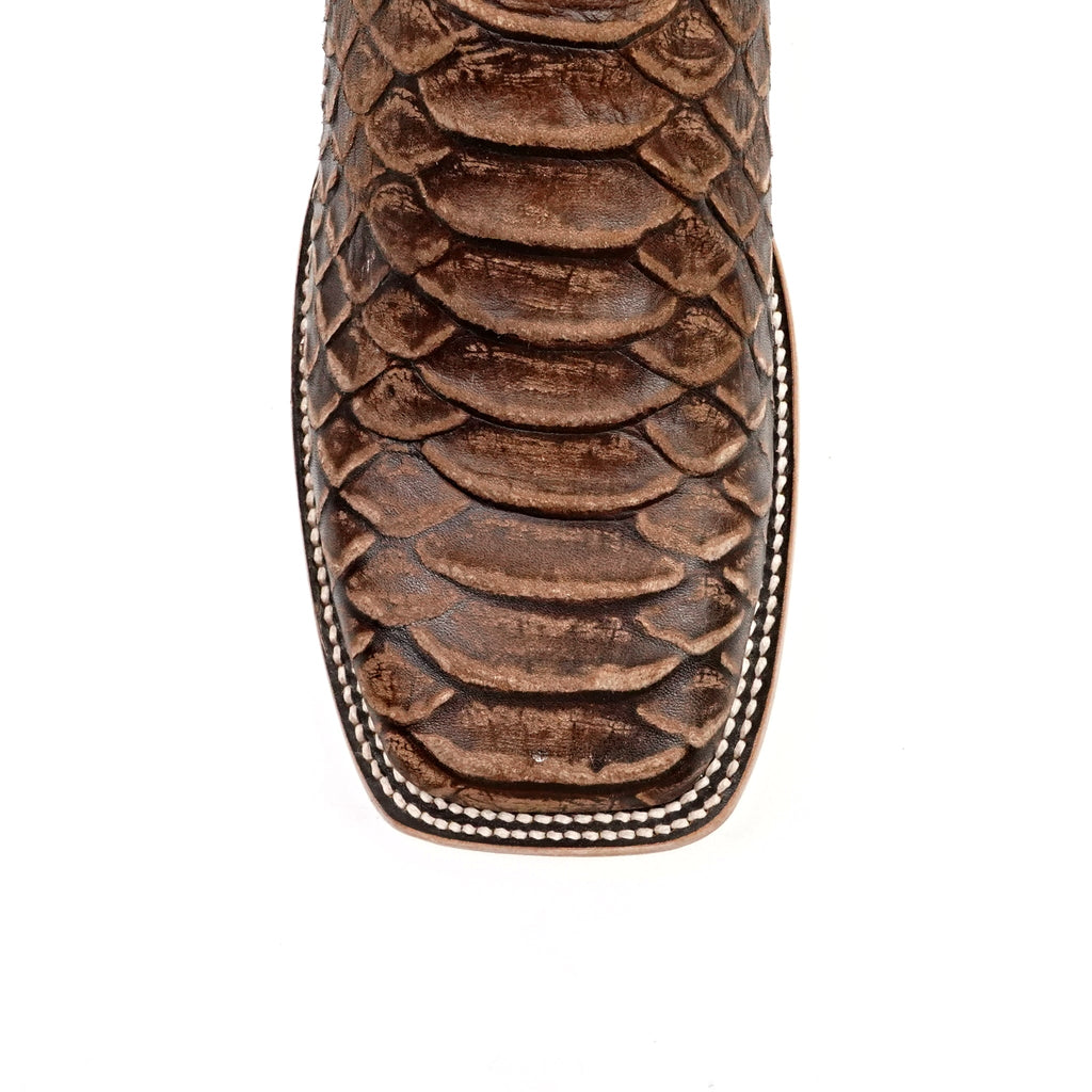 Jumbo Python Rustic Chocolate Boots - Embossed Leather - Square Toe (E681) - Gomez Western Wear