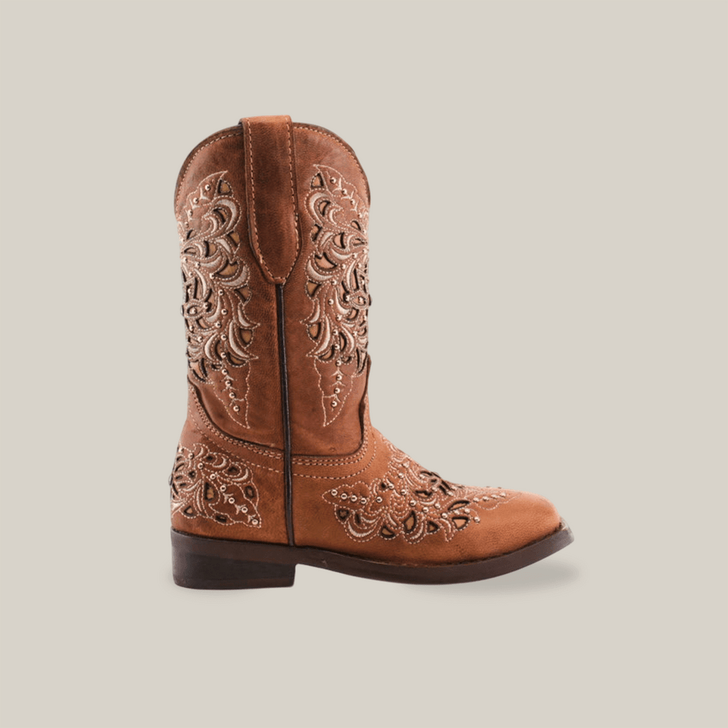 Kiara Studs Fawn - Square Toe - Kids Boots - Gomez Western Wear