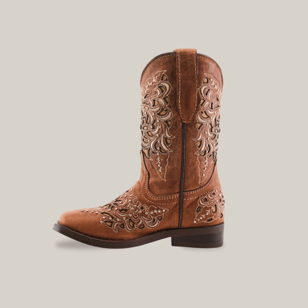 Kiara Studs Fawn - Square Toe - Kids Boots - Gomez Western Wear