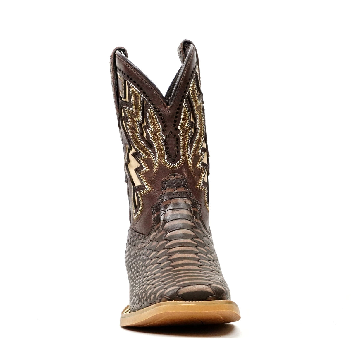 Kids Choco Python Boots - Embossed leather - Square Toe (TCK014) - Gomez Western Wear