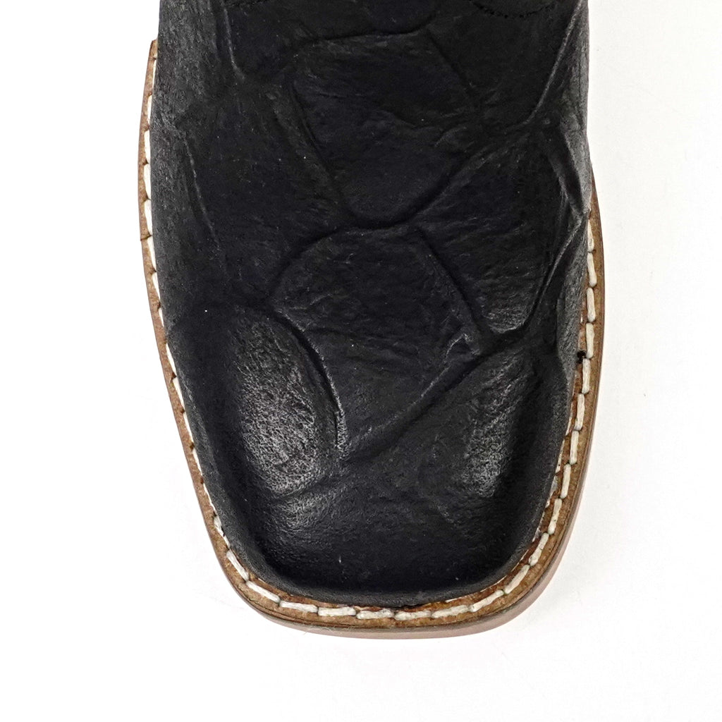 Kids Pirarucu Fish Black Boots - Embossed Leather - Square Toe (K92-1) - Gomez Western Wear