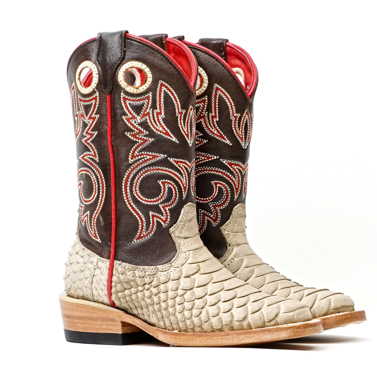 Kids Python Boots - Cappuccino - Square Toe - Gomez Western Wear
