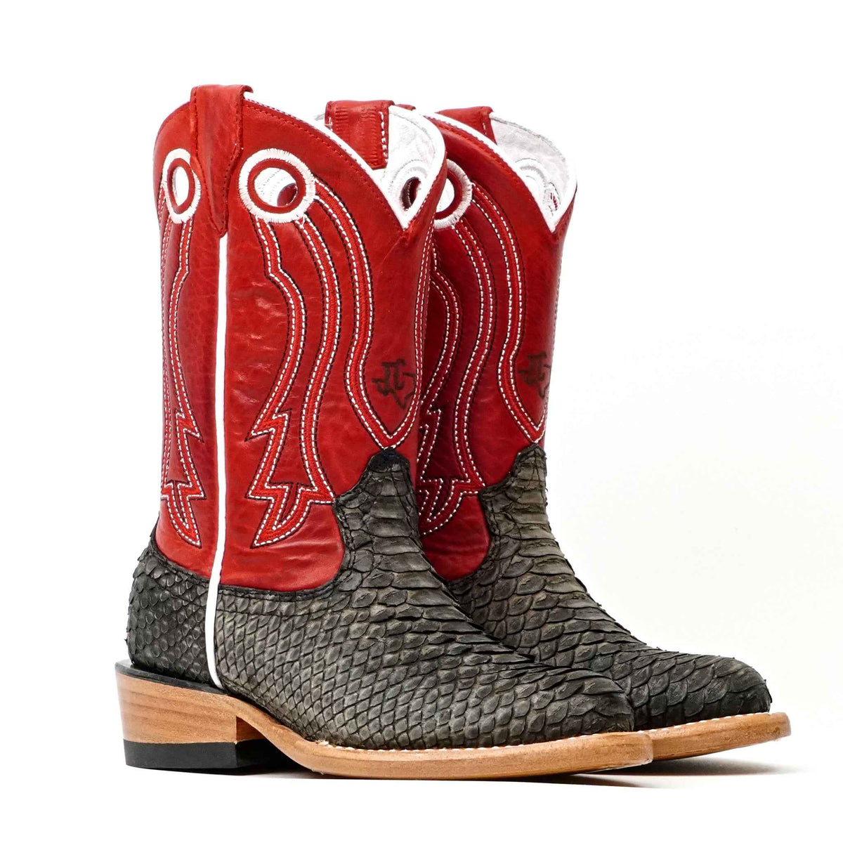Kids Python Boots - Dark Matte Gray - Rodeo Toe - Gomez Western Wear