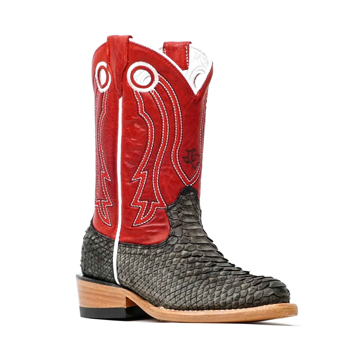 Kids Python Boots - Dark Matte Gray - Rodeo Toe - Gomez Western Wear