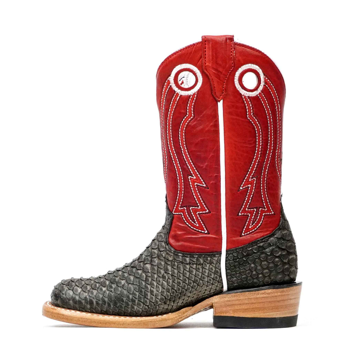 Kids Python Boots - Dark Matte Gray - Rodeo Toe - Gomez Western Wear