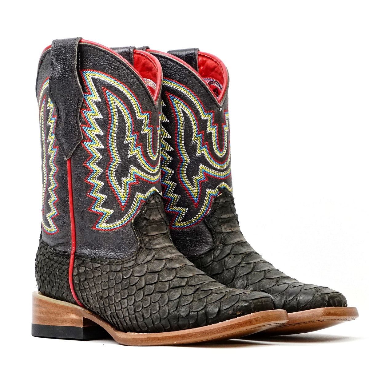 Kids Python Boots - Dark Matte Gray - Square Toe - Gomez Western Wear