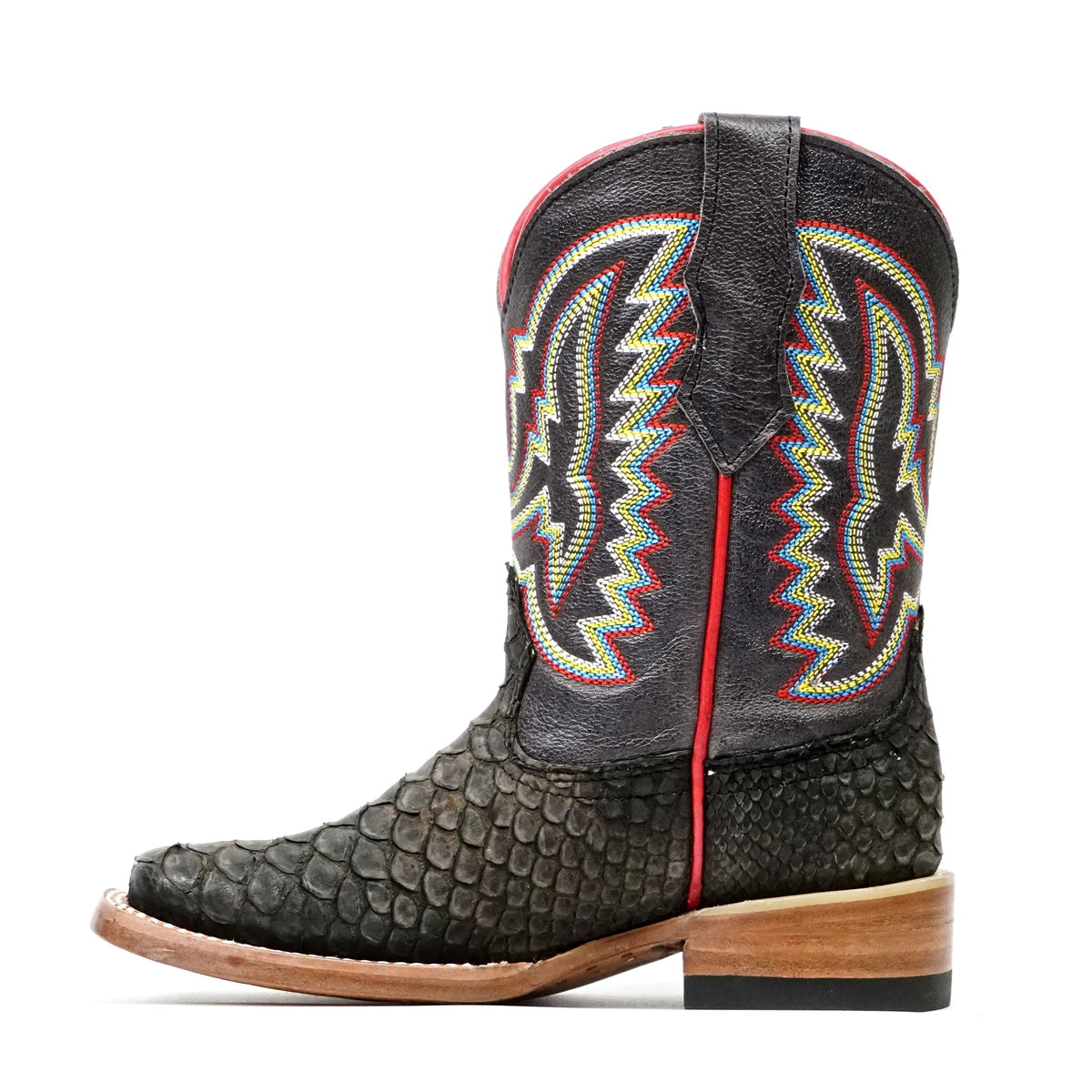Kids Python Boots - Dark Matte Gray - Square Toe - Gomez Western Wear