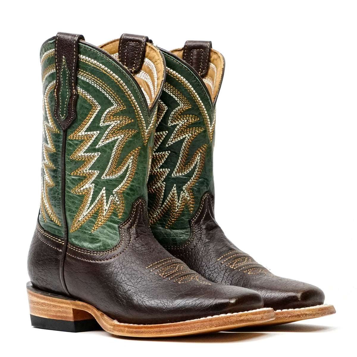 Kids Shrunken Choco Leather Boots - Square Toe (E3002) - Gomez Western Wear