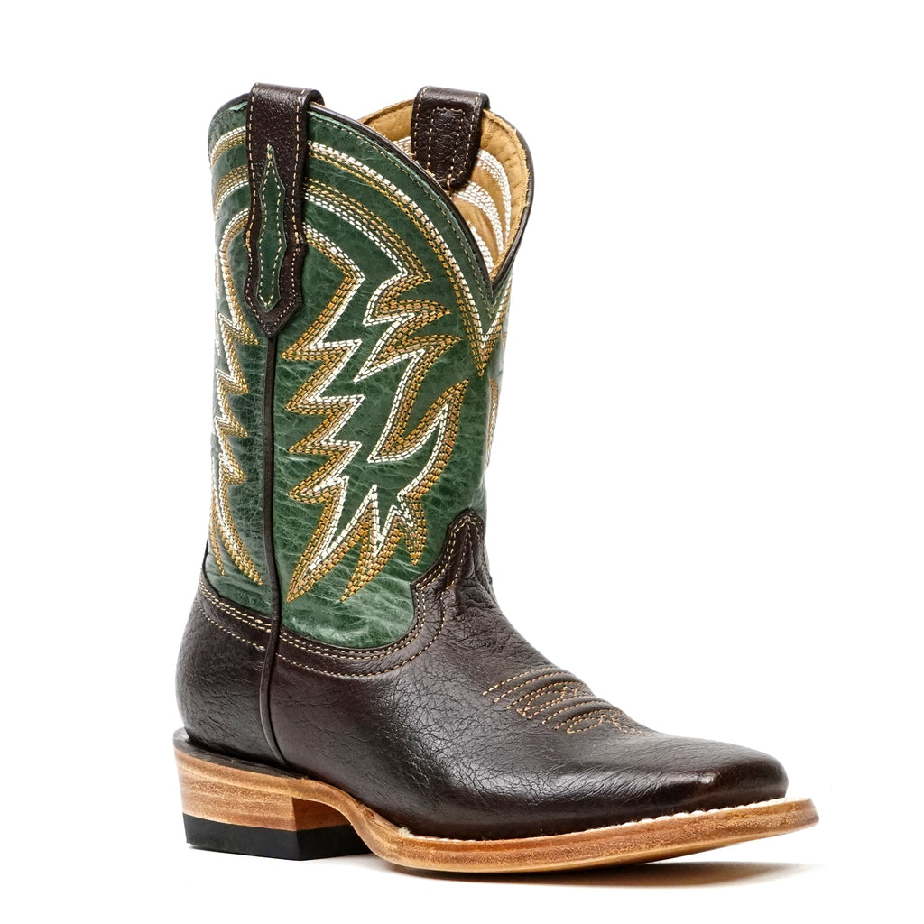 Kids Shrunken Choco Leather Boots - Square Toe (E3002) - Gomez Western Wear
