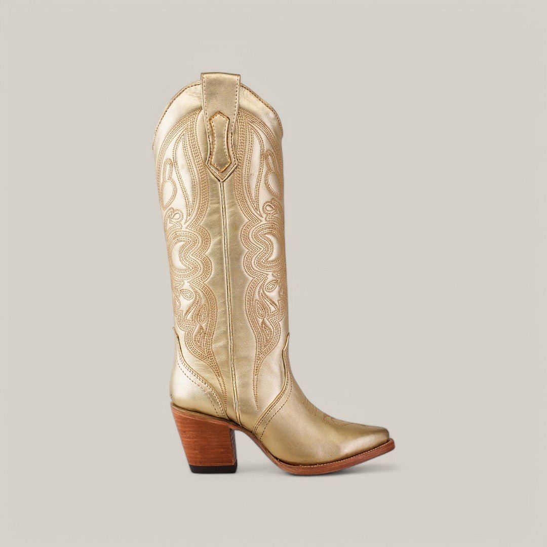 Linda Gold Tall Shaft Boots - Snip Toe - Gomez Western Wear
