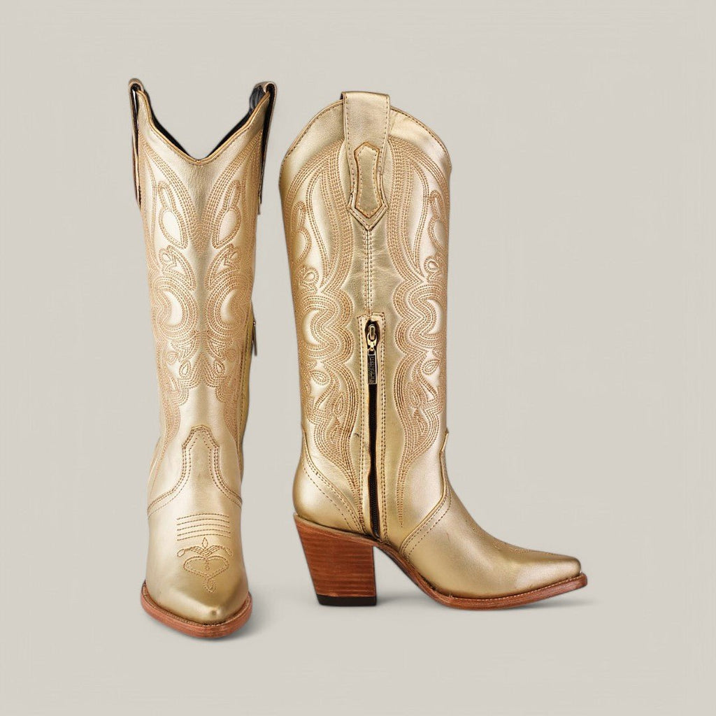 Linda Gold Tall Shaft Boots - Snip Toe - Gomez Western Wear