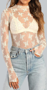 Lace Mesh Sheer Top