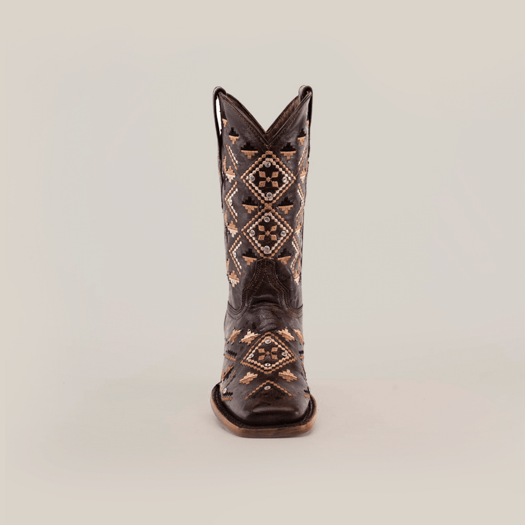 Maya - Budapest Brown Cowgirl Boots - Short Shaft - Square Toe (E788) - Gomez Western Wear
