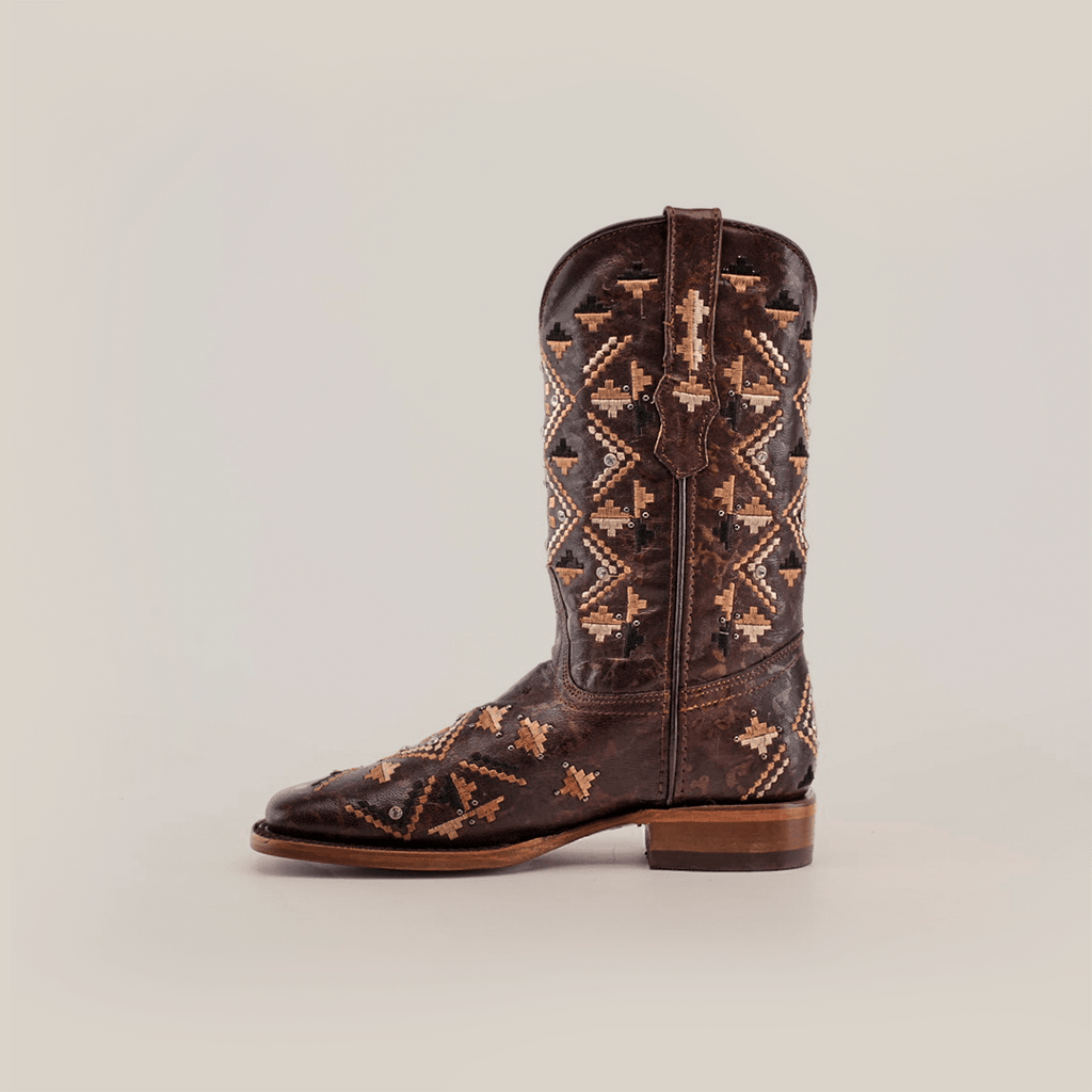 Maya - Budapest Brown Cowgirl Boots - Short Shaft - Square Toe (E788) - Gomez Western Wear